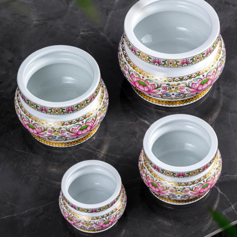 1PCS Ceramic White Lotus Incense Burner Home Offering Incense Burner Heart Sutra Buddha Hall Feng Shui Ornament incensory view 2