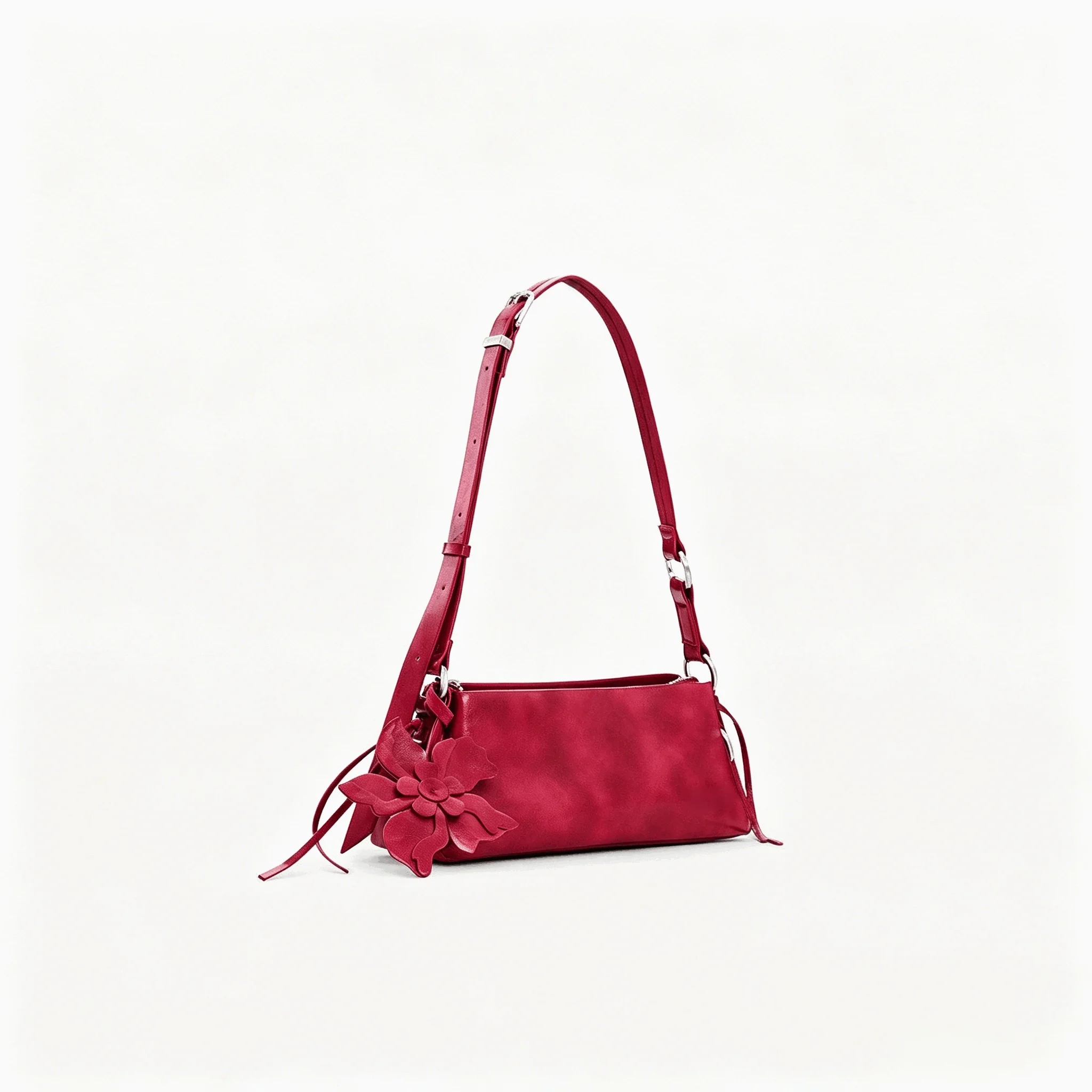 26 New Spanish Original PU Handmade Flower Pendant Underarm Bag Fashion Single Shoulder Crossbody Bag Light Luxury
