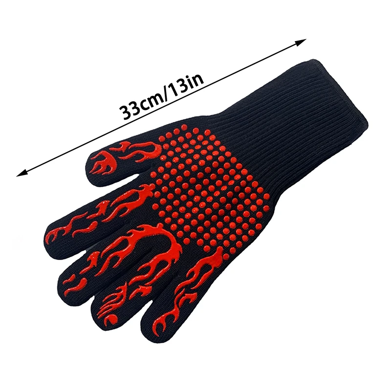 Non-slip Fireproof Microwave Oven Gloves Extreme Heat Resistant Oven Mitts 300-500 Centigrade Flame Retardant BBQ Fire Gloves