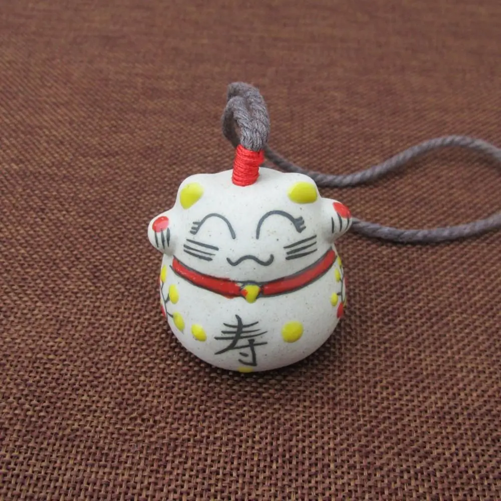 Cartoon Bag Accessory Lucky Cat Japanese Style Home Decor Ceramic Wind Chime Bag Pendent Hanging Decorations Bell Key Chain