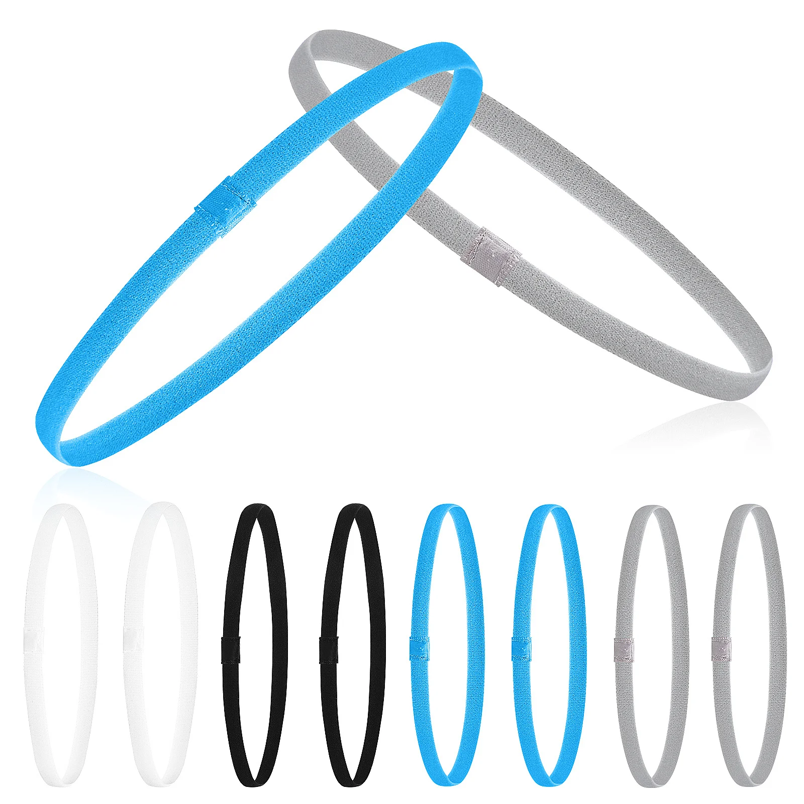 8 pezzi fasce sportive fasce sottili elastiche comode da donna fasce antiscivolo per yoga corsa allenamento fitness accessori per capelli