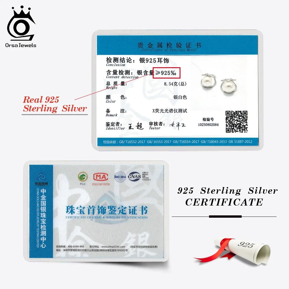 ORSA جواهر أنيقة شل اللؤلؤ هوب أقراط للنساء S925 الفضة 12 مللي متر الخام أقراط اللؤلؤ الطبيعي مجوهرات يومية هدية PSE06 #6