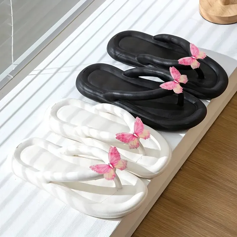 Tikp Nuevas chanclas Butterfly Eva para mujer, zapatillas ligeras, simples, informales y de moda