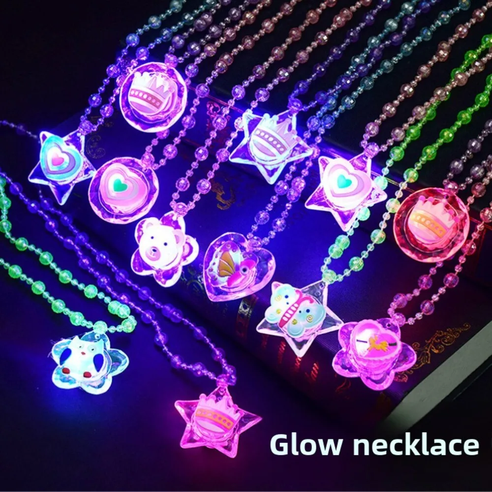 

Glowing Light Up Flashing Pendant Necklace for Kids Princess Style Night Market Fun Toy Party Favor Accessory for Children