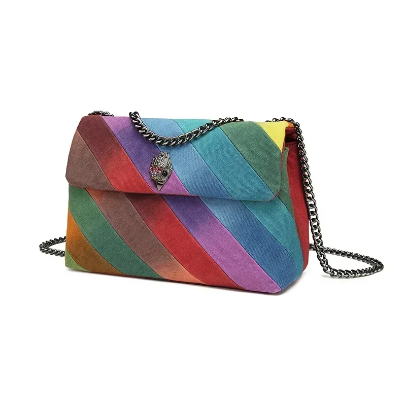 

KURT GEIGER Luxury Brand High-Quality Designer Replica Retro Eagle Head Classic Chain Rainbow Canvas Handbags for Women