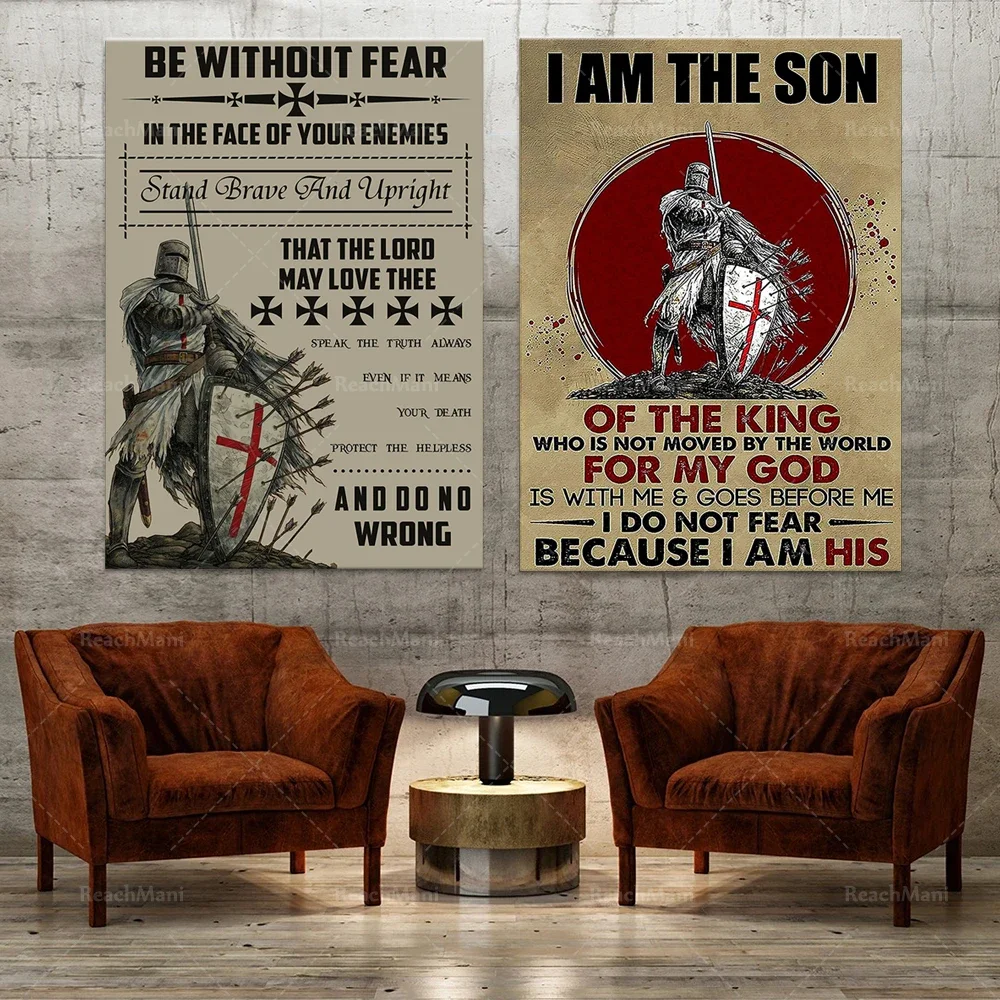 I am the Son of the King of My God Prints, Fearless Warrior Posters, Vintage Home Decor Printed Art Gifts