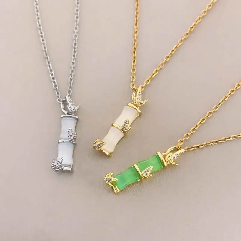Bamboo Joint Pendant Necklace for Women Retro Style Lightweight Comfortable Jewelry for Festival Gathering Wear