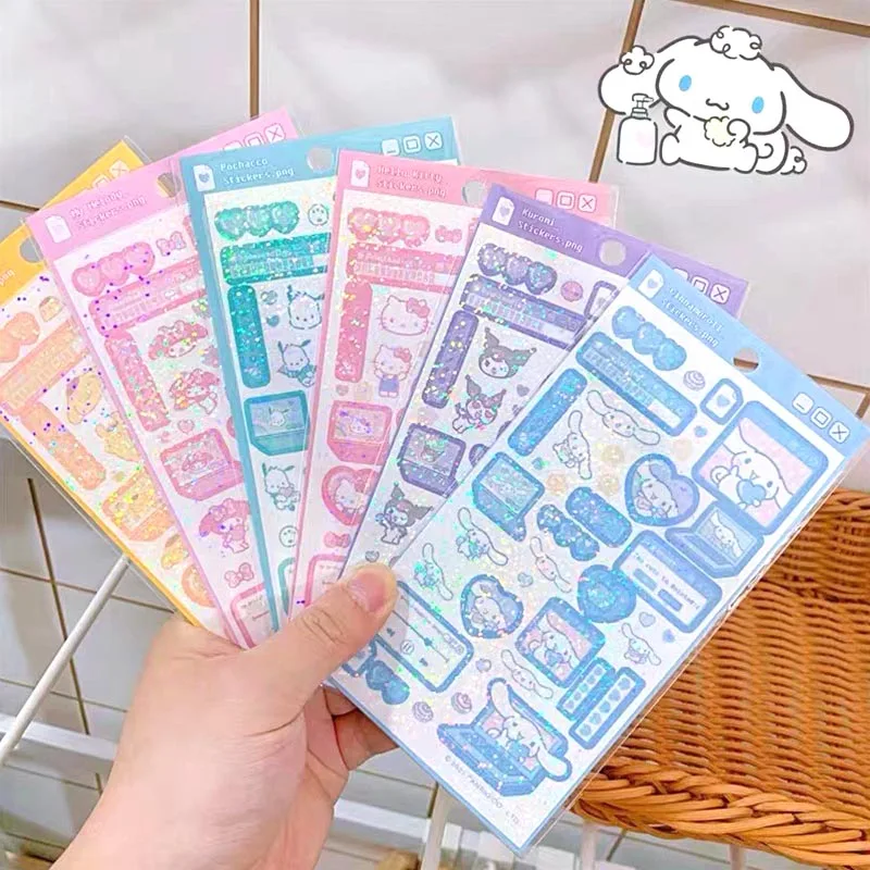 36pcs/lot Sanrio Melody Cinnamoroll Kuromi Pochacco Stickers Cute Scrapbooking DIY Diary Decorative Sticker Album Stick Label