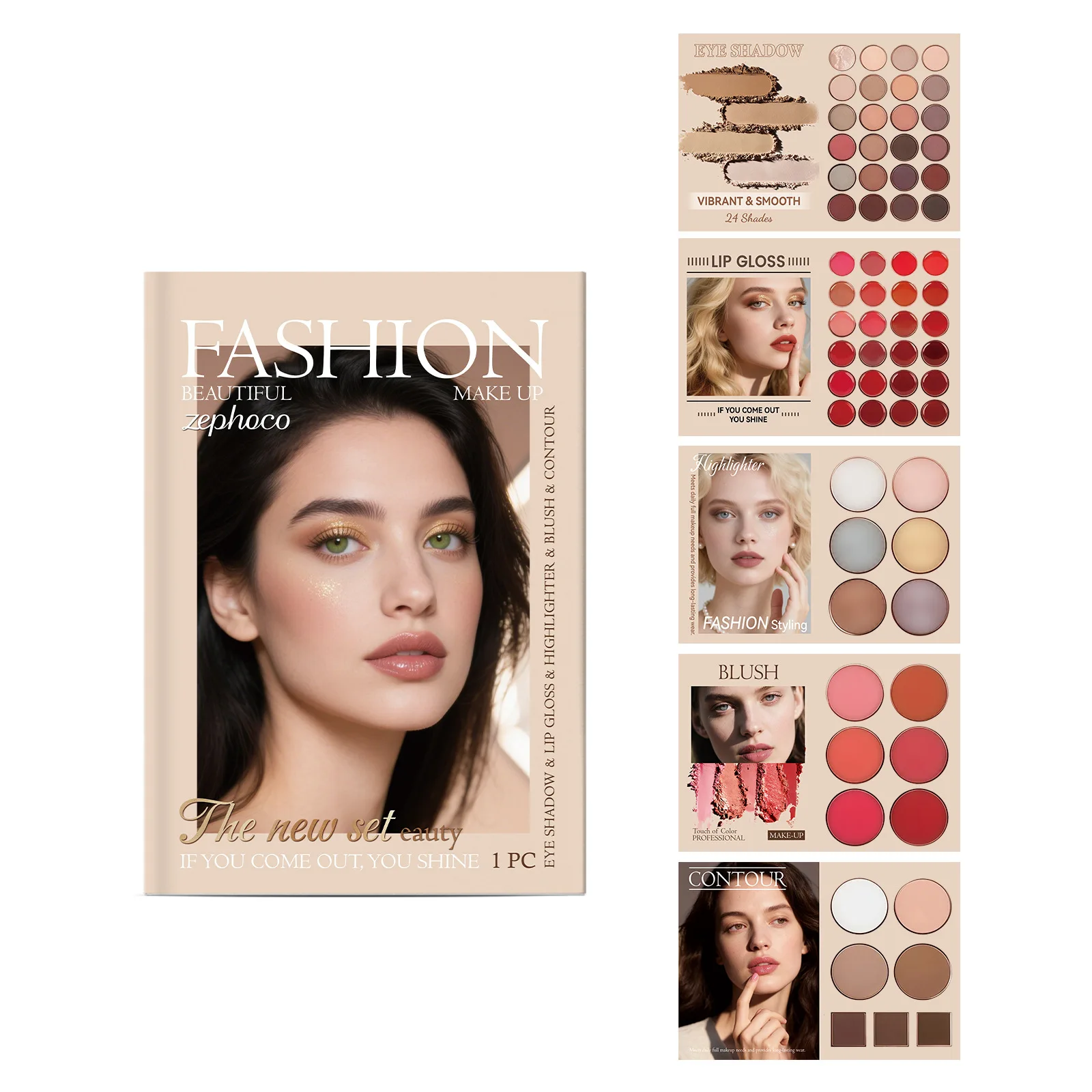 All-in-One Makeup Cosmetic Set Eyeshadow Palette Lip Gloss Blush Contour High Pigment Long-Lasting Stunning Daily Looks