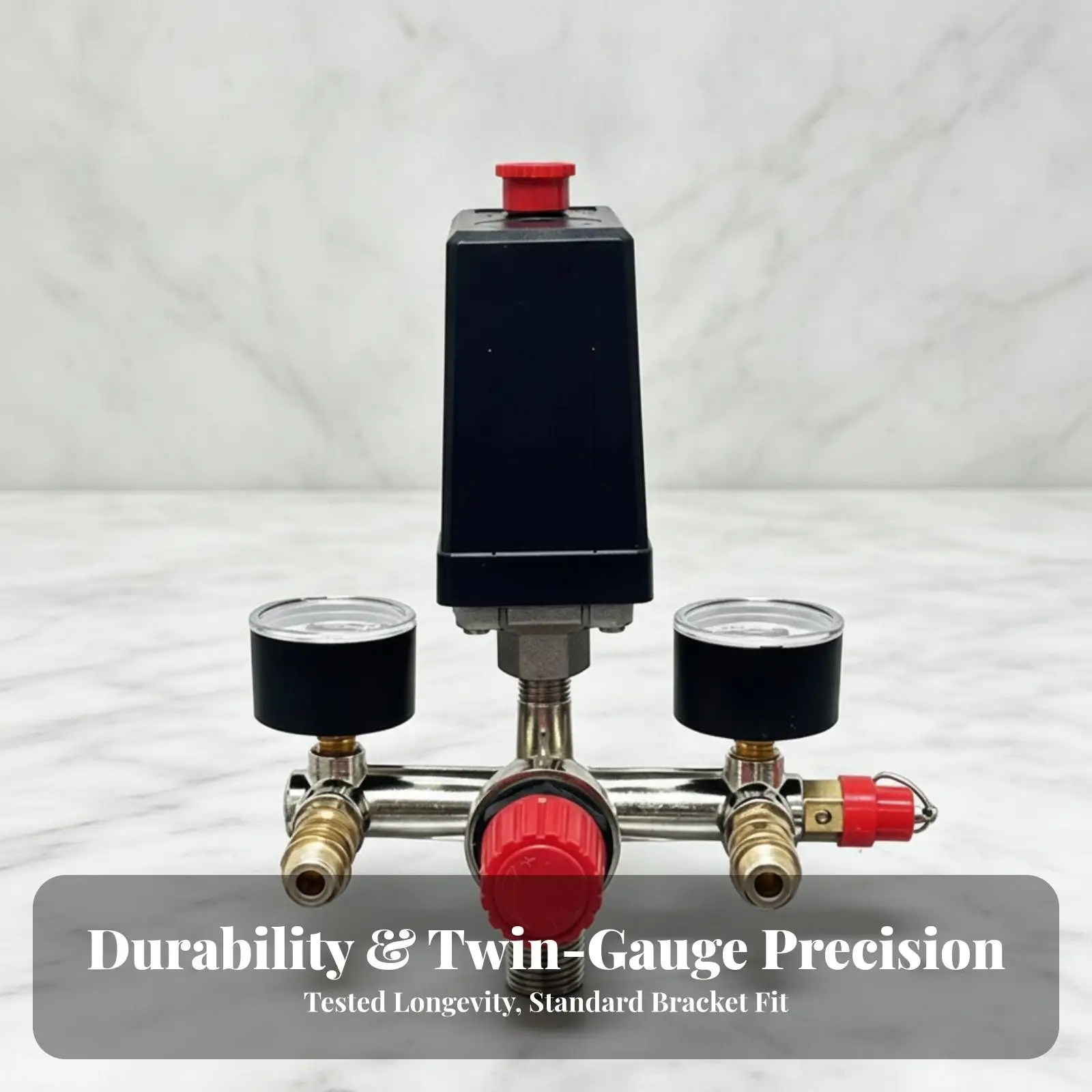 Air Compressor Pressure Regulator Switch with Metal Gauges for Oil Systems Pneumatic Tool Adjustment Maintenance