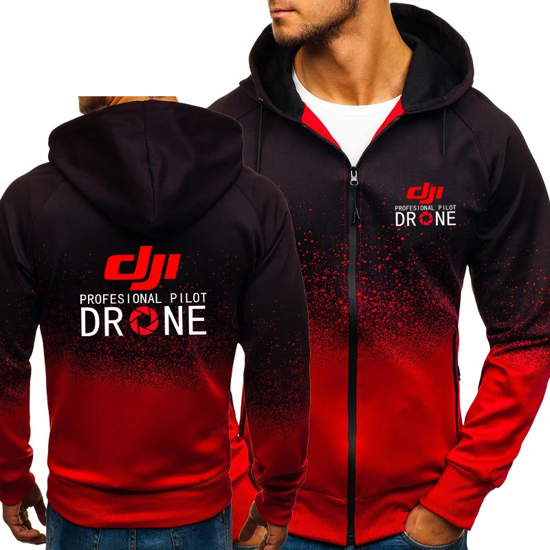 

Men's Jacket DJI Drone Pilot Print Casual HipHop Harajuku Gradient Color Hooded Sweatshirts zipper Hoodies Man Clothing