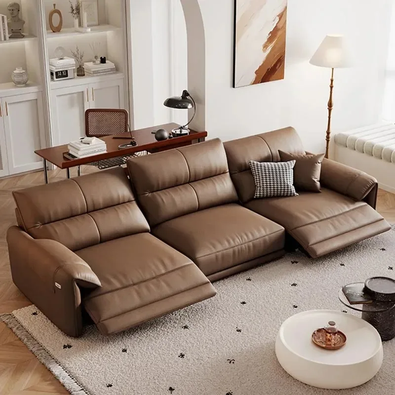 

Design Water Proof Living Room Sofas European Brown Lazy Lounges Electric Sofa Luxury Unique Divano Soggiorno Furniture Home