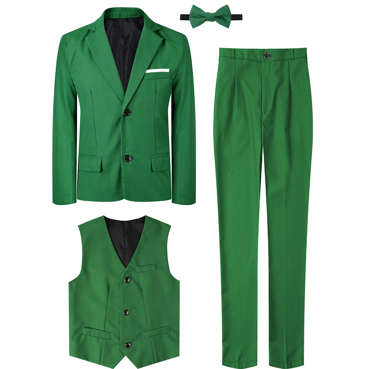 Green Suit for Kids Boys St Patricks Day Outfit Set Easter Wedding Formal  Gentleman Clothing Ring Bearer Perform Tuxedo 4PCS