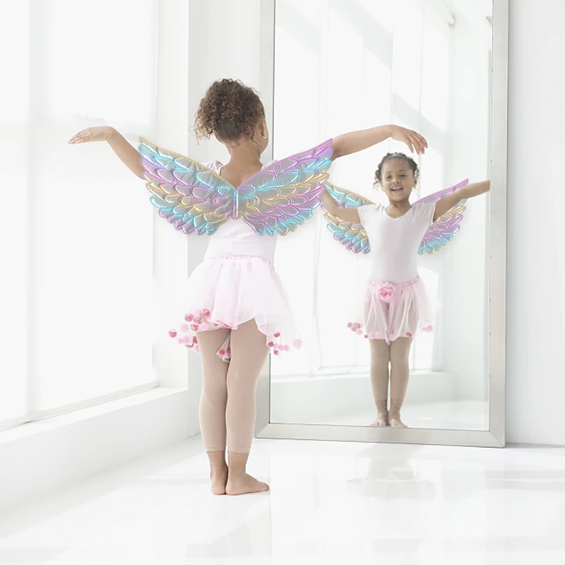 Colorful Angel Butterfly Wings Fairy Magic Wand For Dance Party Girl One 1st Birthday Party Princess Baby Shower Favor Props