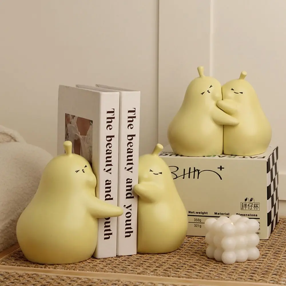 2pcs Micro Landscape Ceramic Hug Pear Book Stand Cute Creative Book Holder Multi-Functional Modern Miniatures Figurine Bedroom