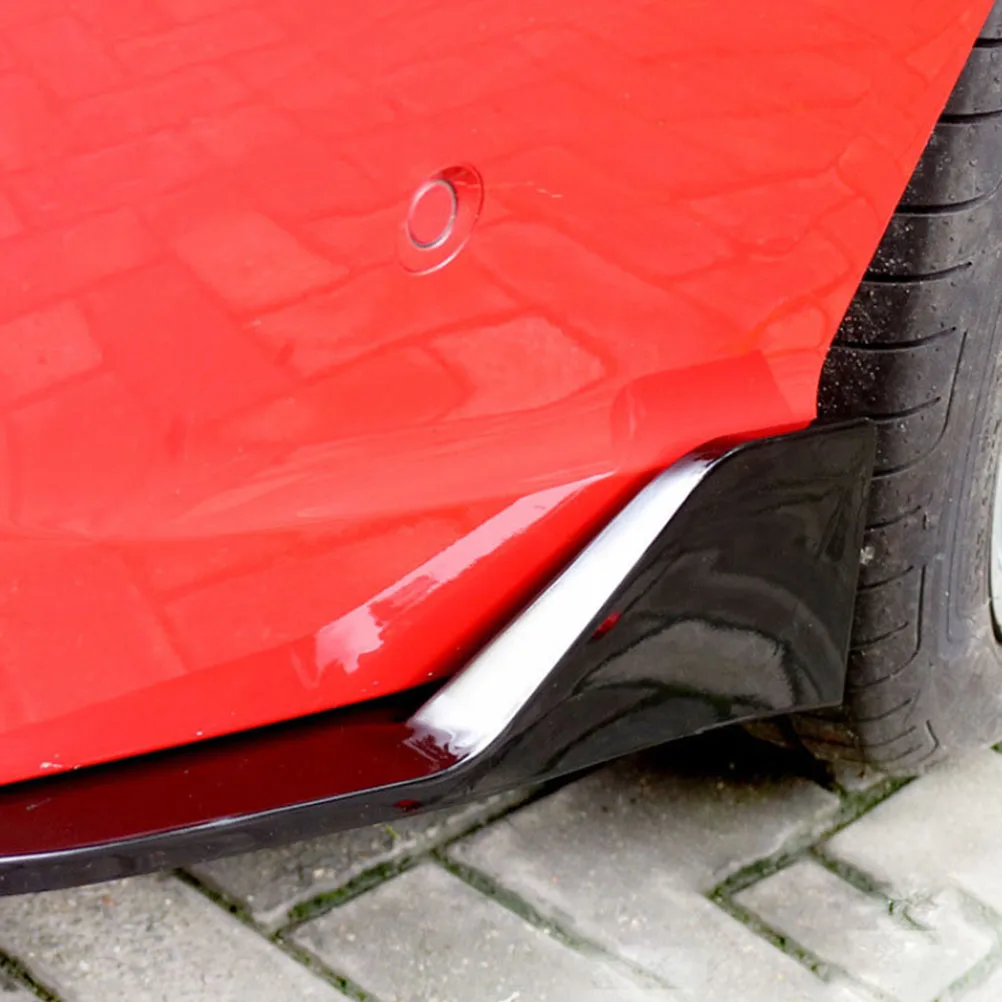 

2pcs Universal Rear Bumper Lip Spoiler Diffuser Carbon Fiber Car Rear Protector Scratch Resistant Durable Easy Install Black For
