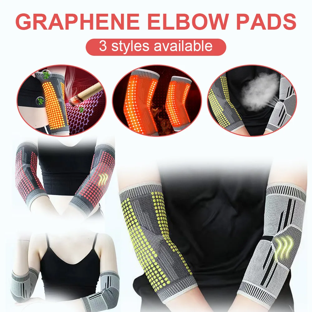 2 Pcs Self Heating Elbow Support Pads Arm Compression Support Elbow Sleeve Protector for Tendonitis Tennis Outdoor Activities