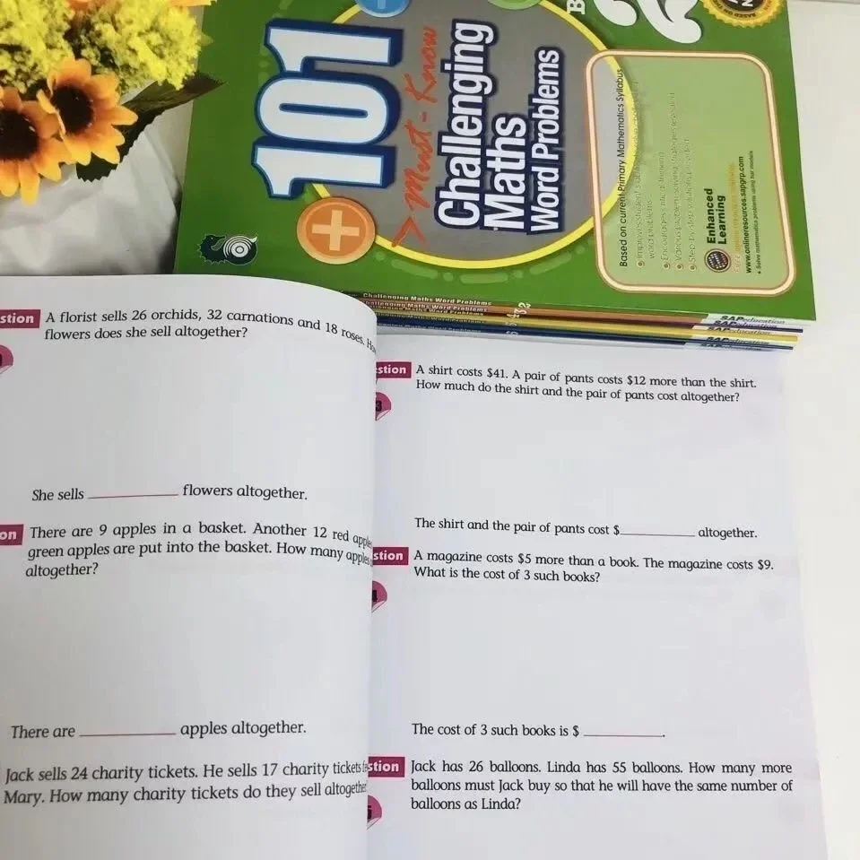 101 Challenging Maths Word Problems Books Singapore Primary School Grade 1-6 Math Practice Book English Book 6 Books/Set Libros