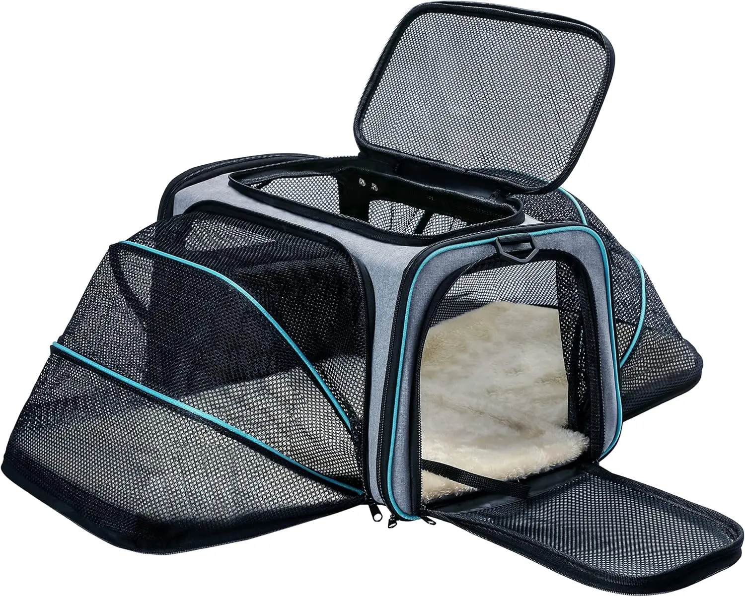 

Expandable Soft-Sided Pet Carrier for Cats and Small Dogs, Airline Approved with Removable Pad and Pockets