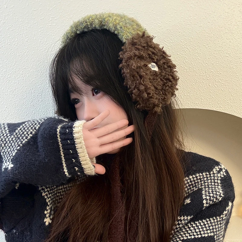 أزياء لطيف توالت أفخم غطاء للأذنين للنساء نمط الشتاء الجديد للحماية من البرد في الهواء الطلق سميكة غطاء للأذنين الدافئة مع الأشرطة