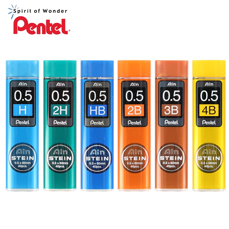 Pentel Mechanical Pencil Refill C275 Lead Stein Premium Silicone 0.5*60mm 2H, H, HB, B, 2B, 3B, 4B Mechanical Pencil Lead