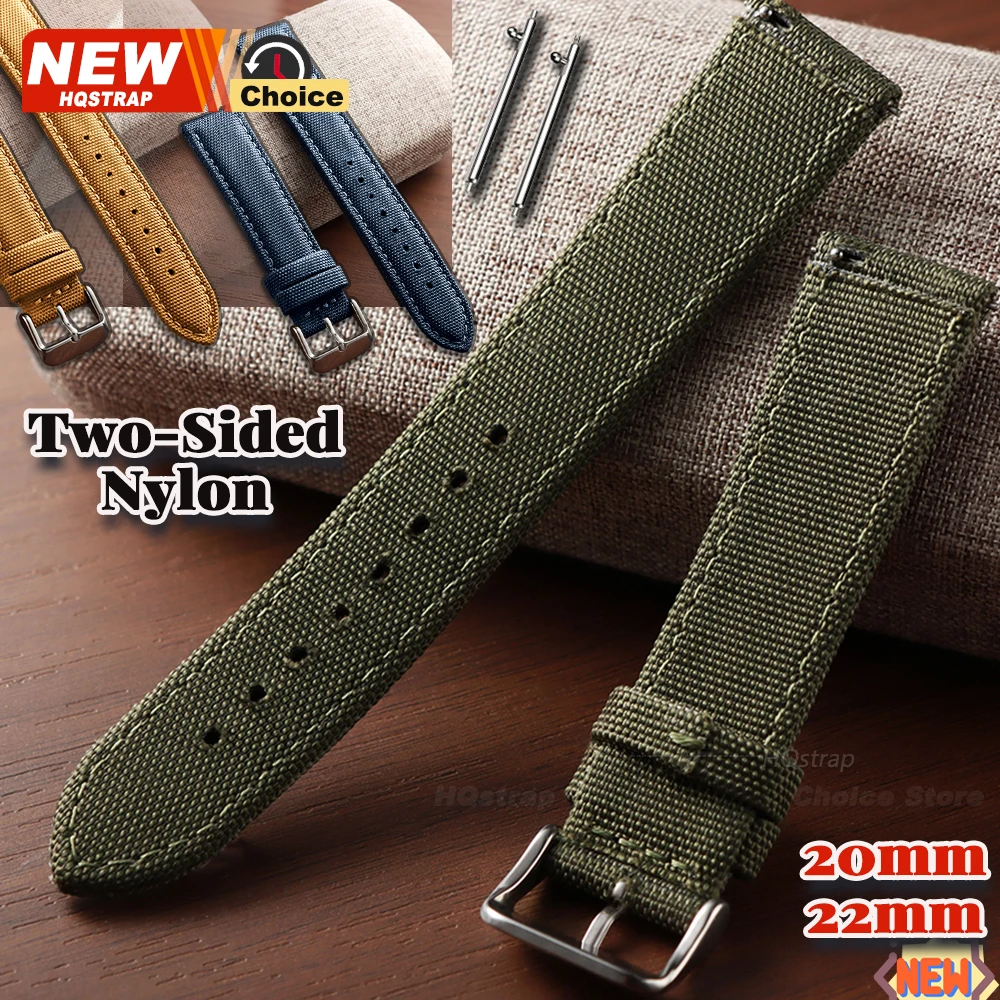 New Two-Sided Nylon Band for Samsung 20mm 22mm Sailcloth Strap for Omega Quick Release Belt for Huawei Watch Bands Universal