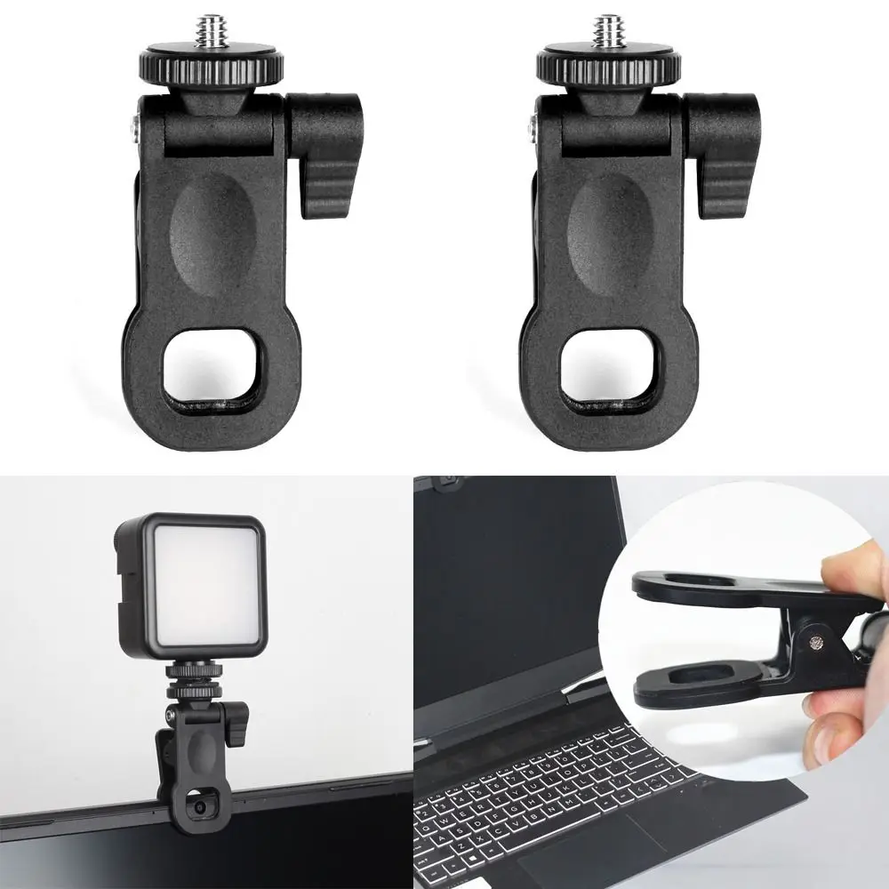 2 Pcs Portable Mini Fill Light Clip Plastic 1/4 Screw Mount LED Selfie Fill Light Clamp Mobile Phone Computer Fill Light Fixed