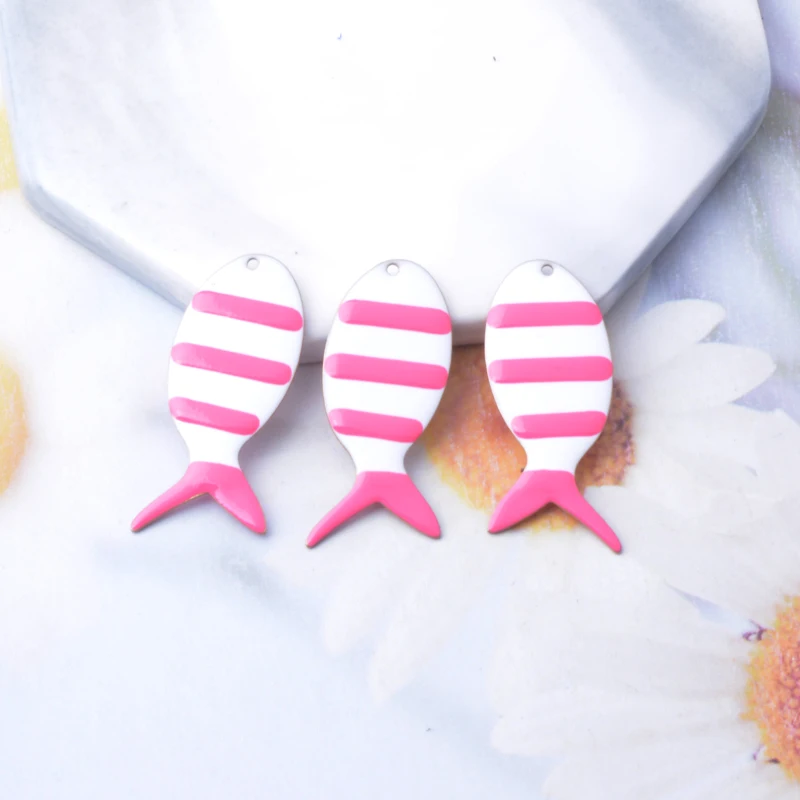 6 Stück Kupfer Zweiseitige Emaille Fisch Charms Bunte Öl DrippingEar Anhänger DIY Schmuck Ohrring Herstellung – Detail 5