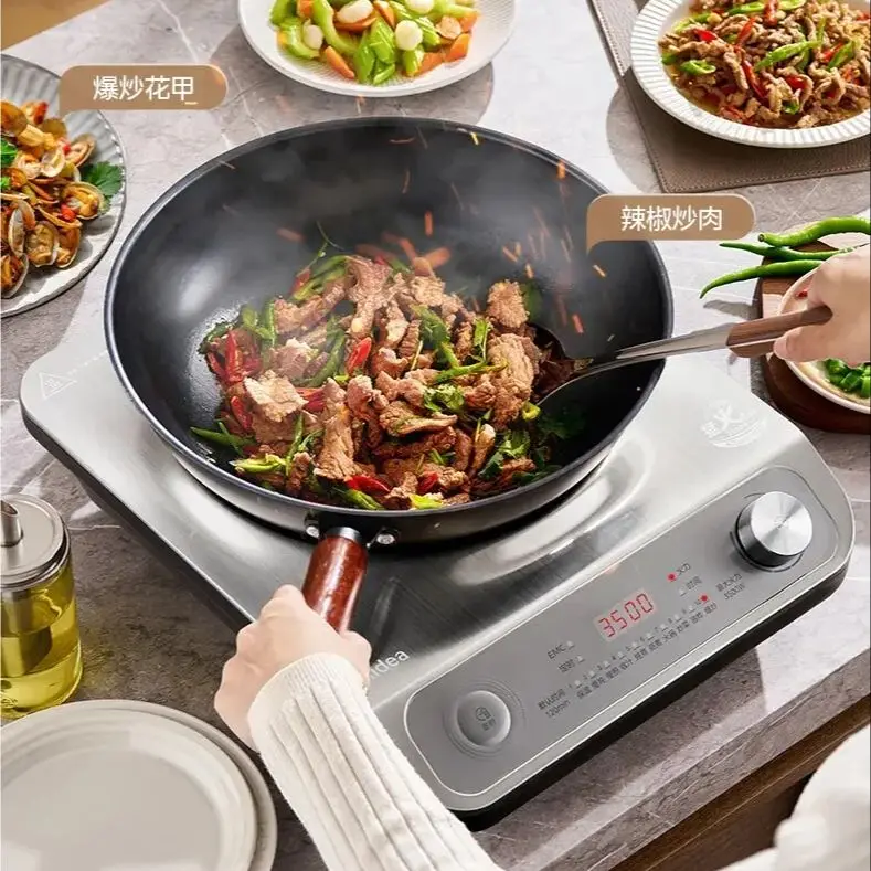 Midea Induction Cooktop, Concave Design, High-Powered for Stir-Frying, 3D Heating, 3500W High Power Induction Cooker