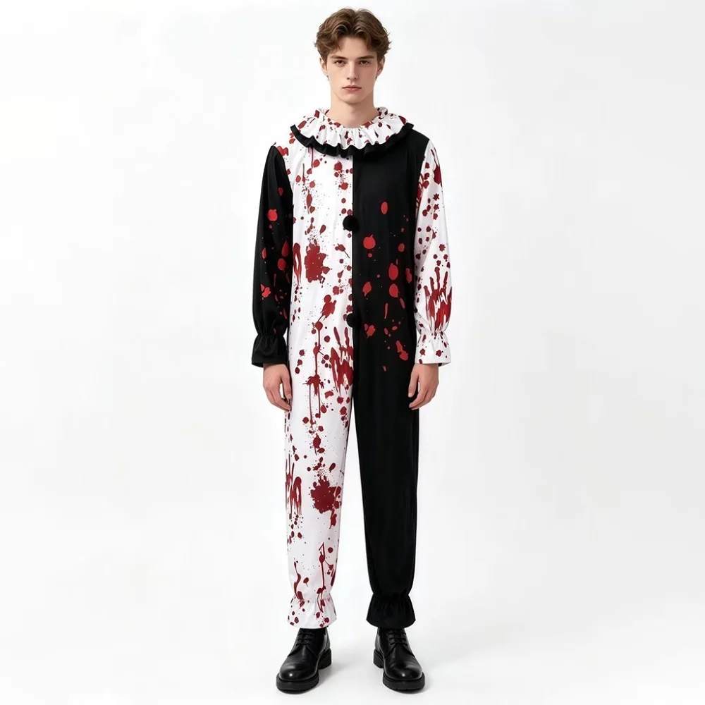 Bloodstain Terrifier Clown Cosplay Costume Jumpsuit Dress for Men Women Halloween Horror Party Role Play Outfit Christmas Dress view 2