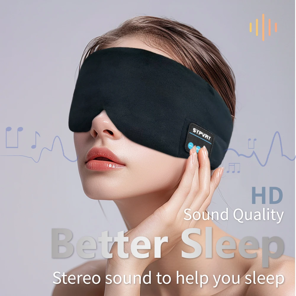 Bluetooth Headset Sleeping Mask For Women Men, Wireless Headphones for Sleep Airplane Travel Light Blocking Music Mask