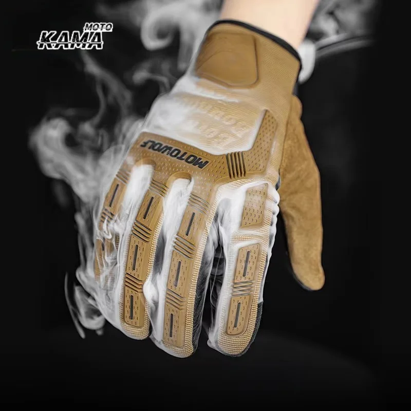 MOTOWOLF Summer Motorcycle Glove Leather Sheepskin Motorcyclist Gloves Durable Biker Racing Gloves Moto Equipment for Men Women
