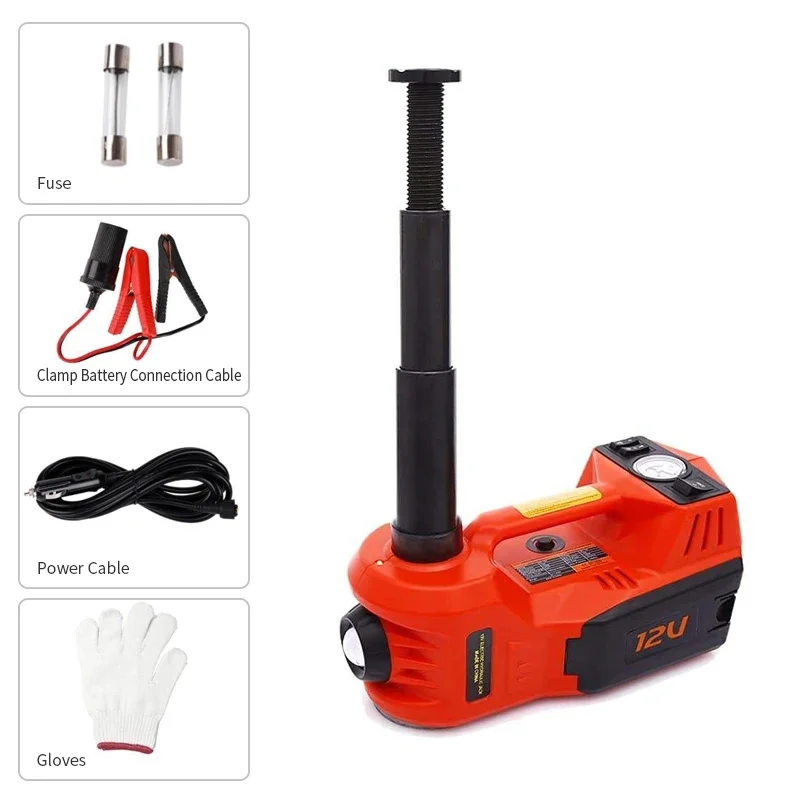 12V Portable Roadside Rescue 4-in-1 Rechargeable Car Electric Hydraulic Jack with Tire Pump Inflator