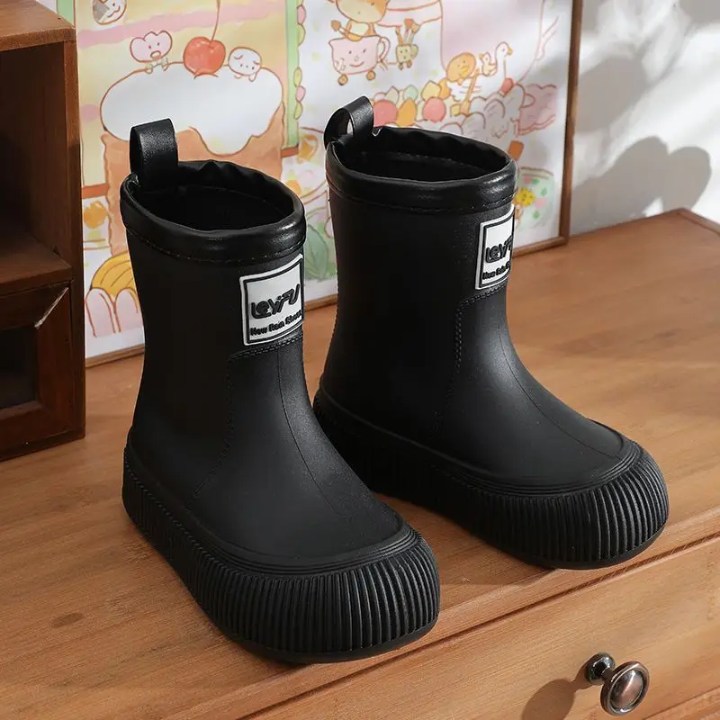 New 2026 Style Premium Kids Waterproof Rubber Boots Furry Non Slip School Rain Shoes for Girls