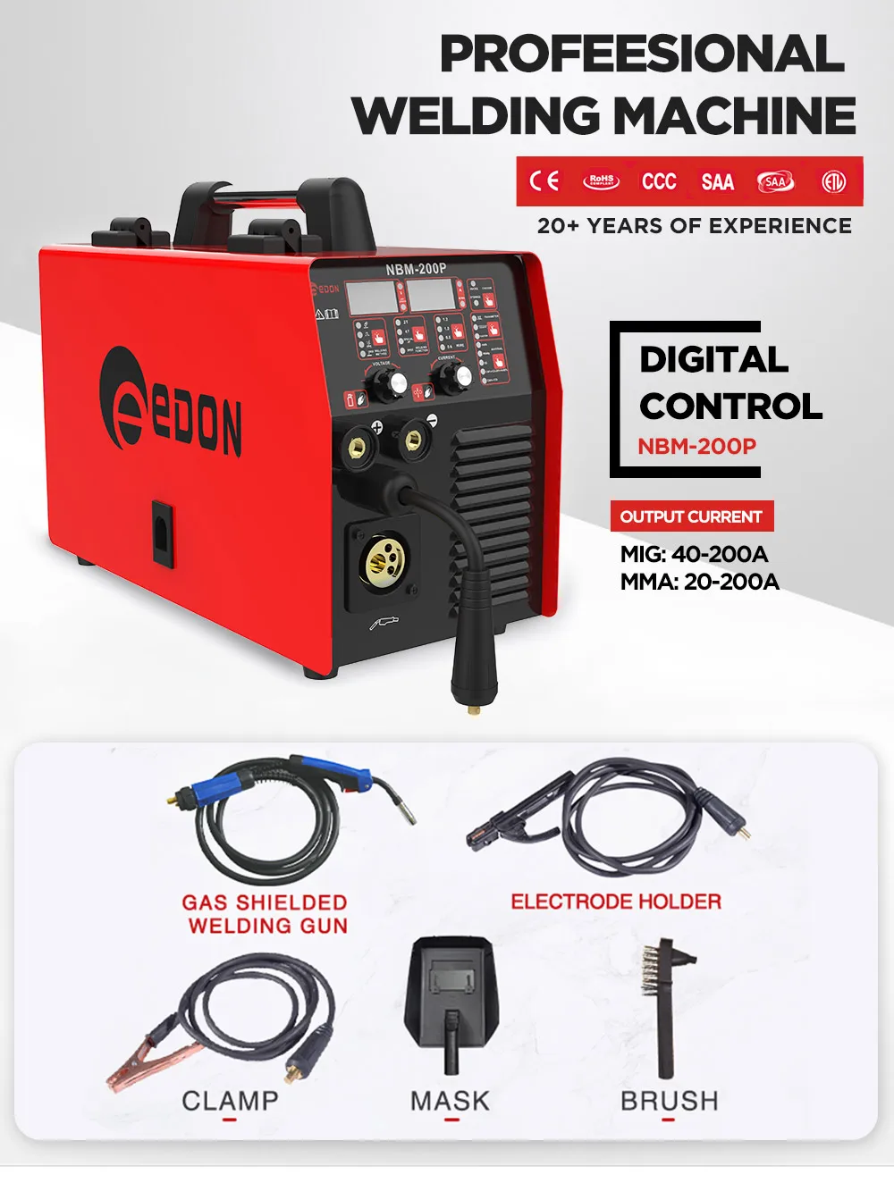 

EDON DC INVERTER WELDER DOUBLE PULSE ALUMINUM MIG WELDING MACHINE MIG/MMA-200 MIG WELDER