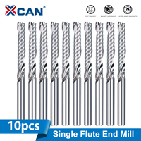 XCAN 10pcs Single Flute End Mill Spiral Milling Cutter 3.175mm Shank Carbide CNC Router Bits for Acrylic Wood MDF