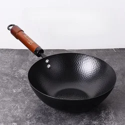 Zhangqiu Iron Pot Mini Small Iron Pot Small Size Frying Pan Household for One Person Gourmet Induction Cooker Iron Pot 28cm