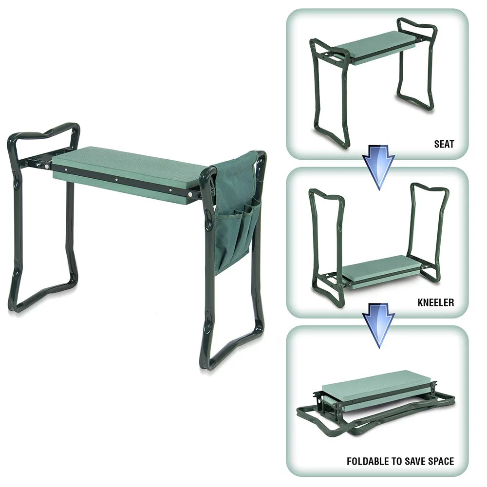 Garden Kneeler Thicken Seat Pad Portable Folding Kneeling Stool Oxford Storage Bag Indoor Outdoor For Gardening Vegetables Pick