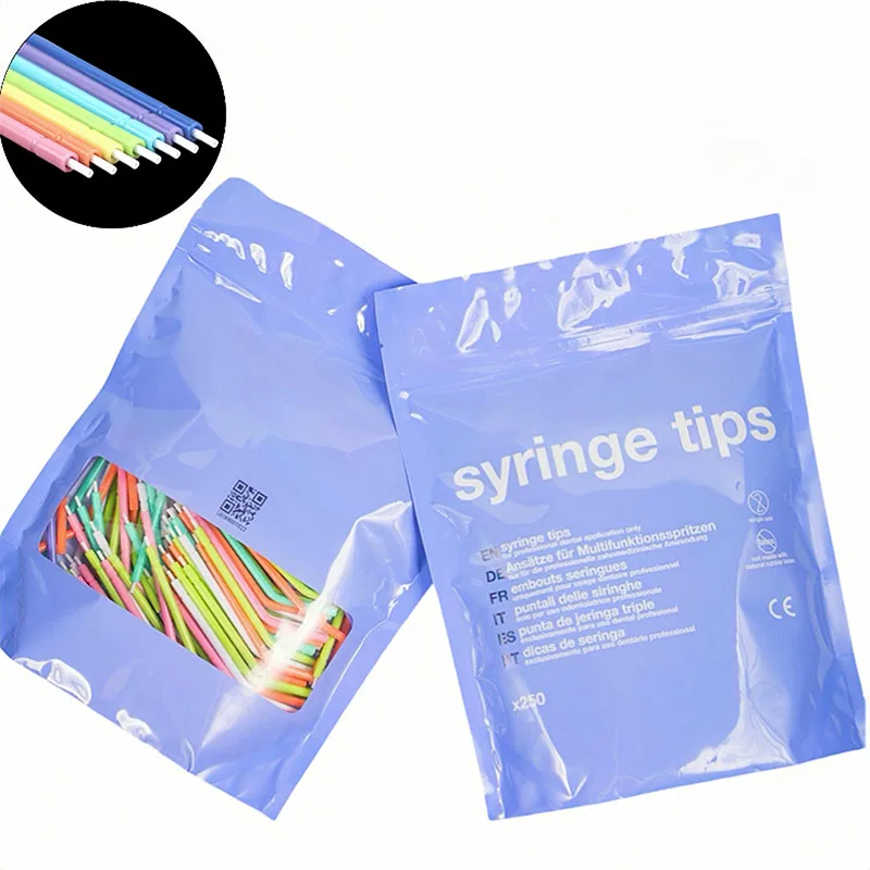 

250 шт./пакет, насадки для стоматологических воздушно-водных шприцев с пластиковым сердечником, насадки, одноразовые 3-ходовые тройные инструменты для отбеливания зубов, стоматологические инструменты