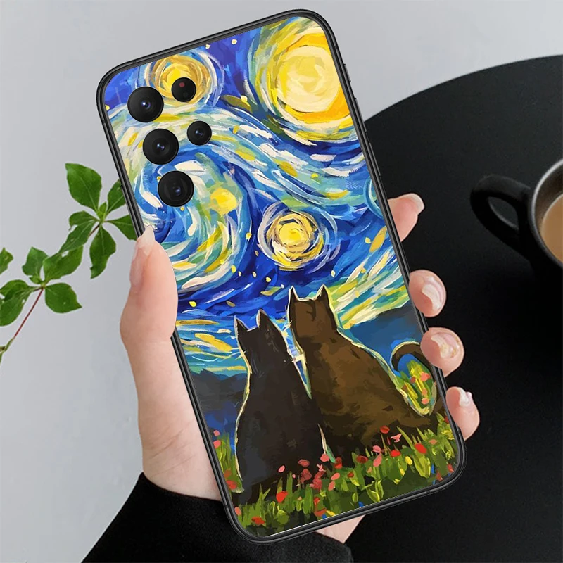 

Cat Starry Night Van Gogh Phone Case For Samsung A35 A55 A54 A15 A25 A05s A05 A22 A24 A52 A33 A34 M34 M14 M54 M23