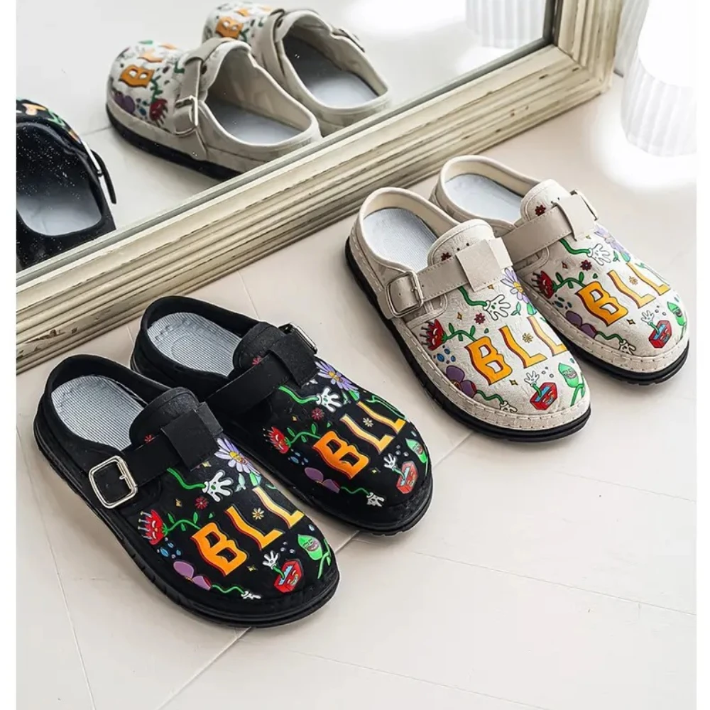 

Men's wide toe, half trailer casual shoes, versatile commuting shoes, one foot lazy trendy shoes