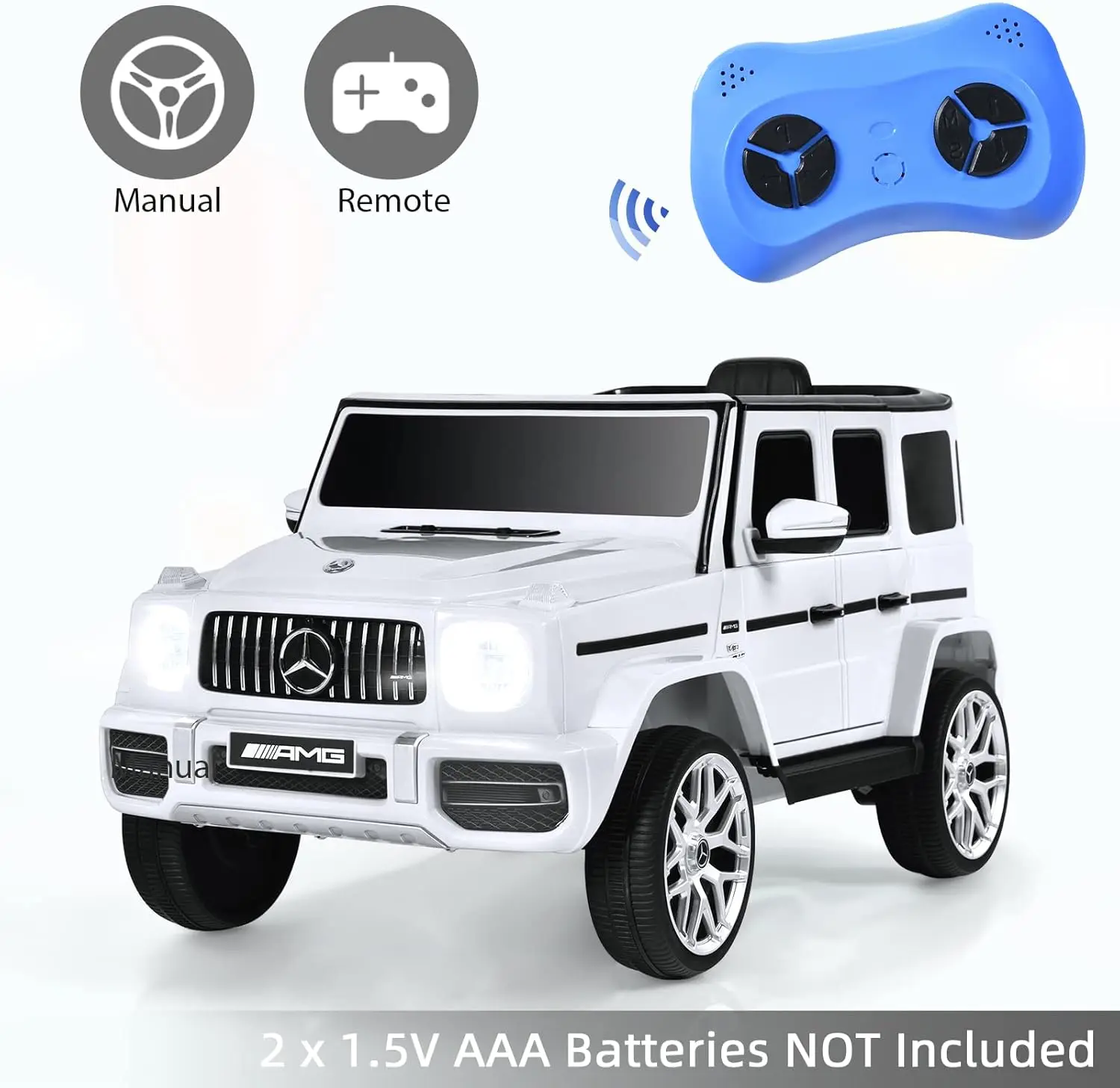 Gelicentieerde kinderrit op auto, 12V elektrisch voertuig met afstandsbediening, dubbele open deuren, muziek, Bluetooth, wielophanging, vleermuis