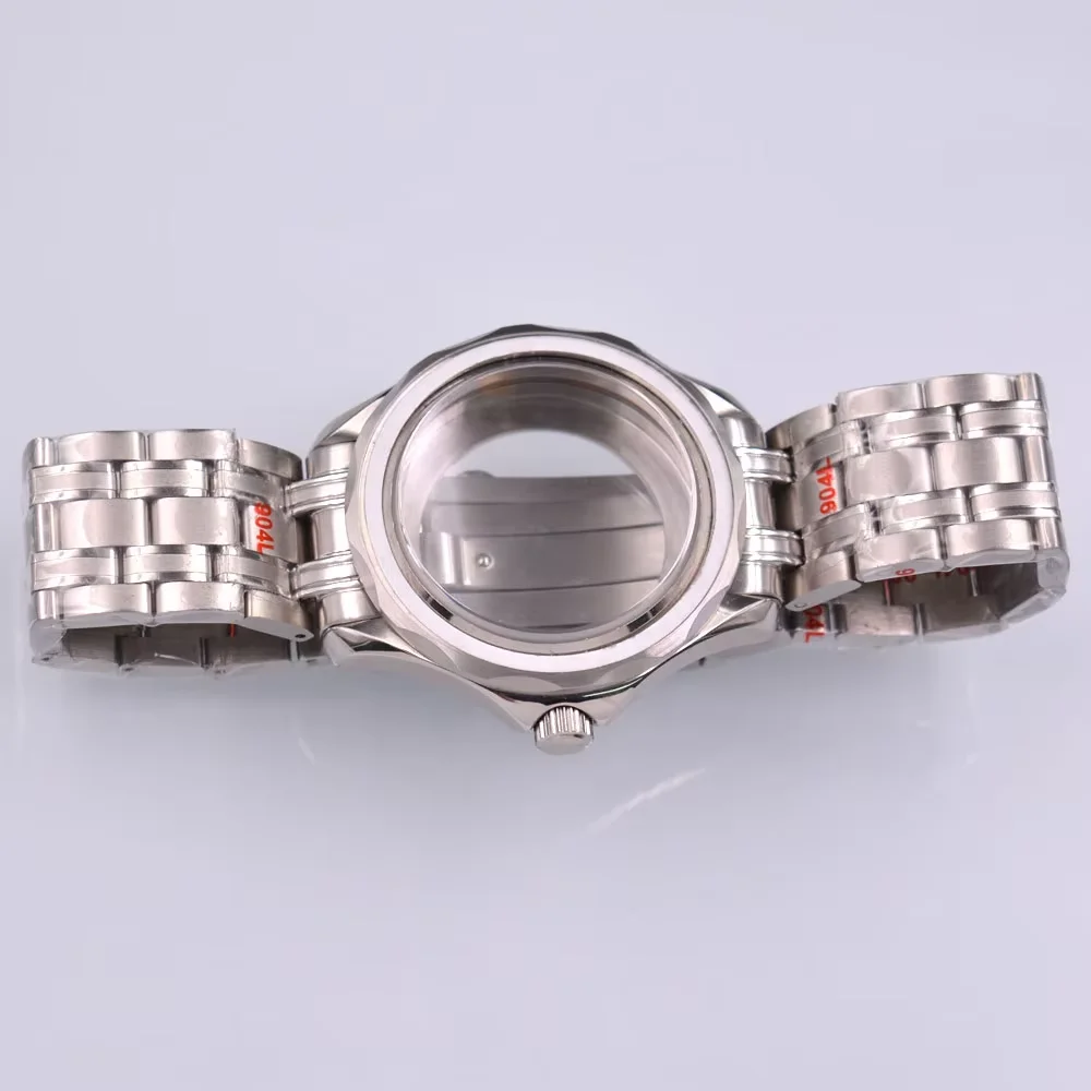 41mm Watch Case Sapphire glass FIT Seiko NH34 NH35 NH36 PT5000 ETA2824 2836 Miyota 8205 8215 ST1612 Movement Steel Bracelet