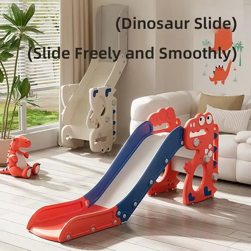 JDR JDR Dinosaur theme children's slide Indoor independent children's playground slide with basketball hoop Safety plastic
