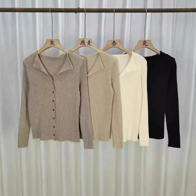 

Spring Autumn New Polo Neck T-Shirt Loose Slimming Thin Casual Women's Base Shirt Outerwear Comfortable Breathable Knitwear B61