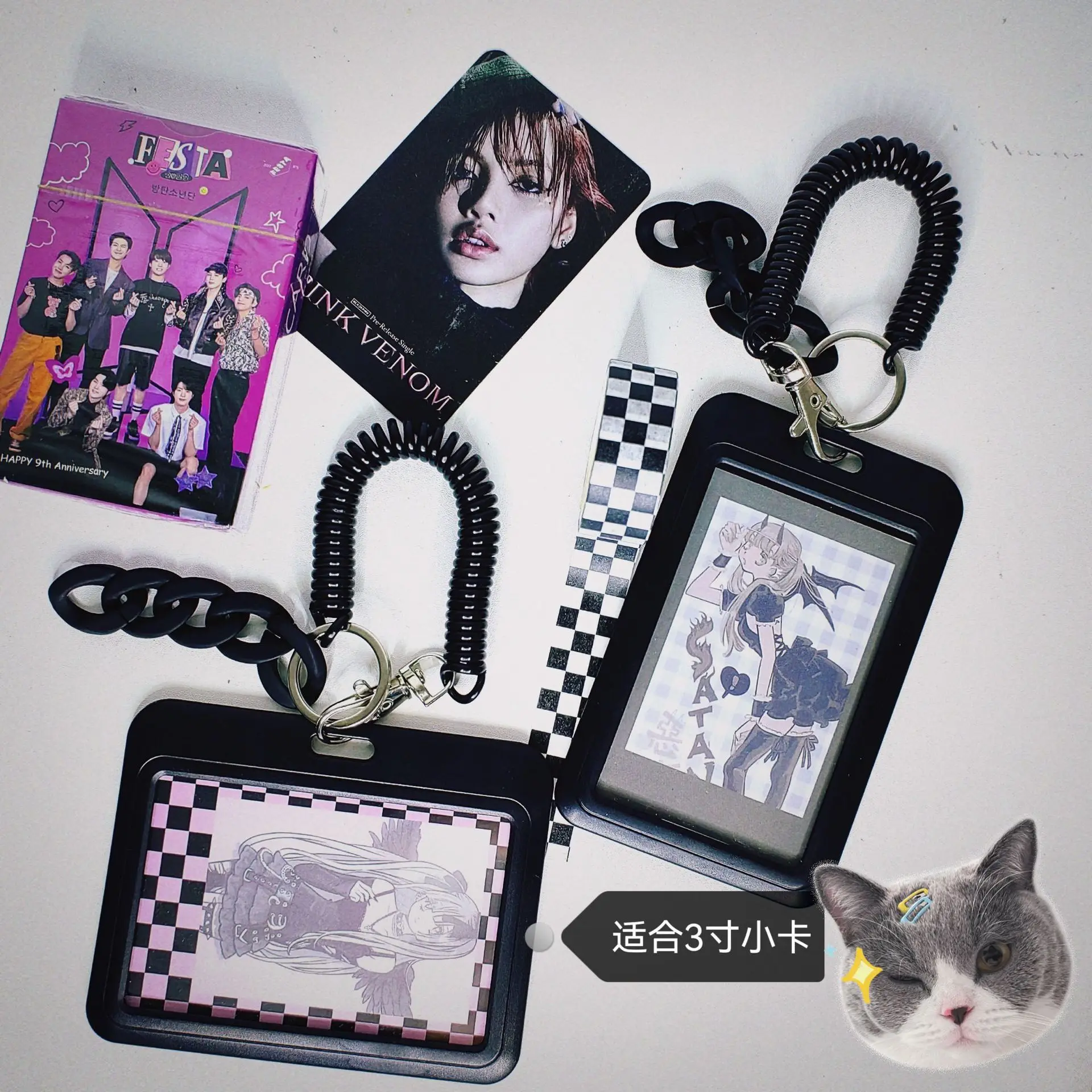 Imagem -06 - Porta-cartão Minkys Kpop Foto Black Series Idol Foto Protetora Display Photocards Papelaria Kawaii