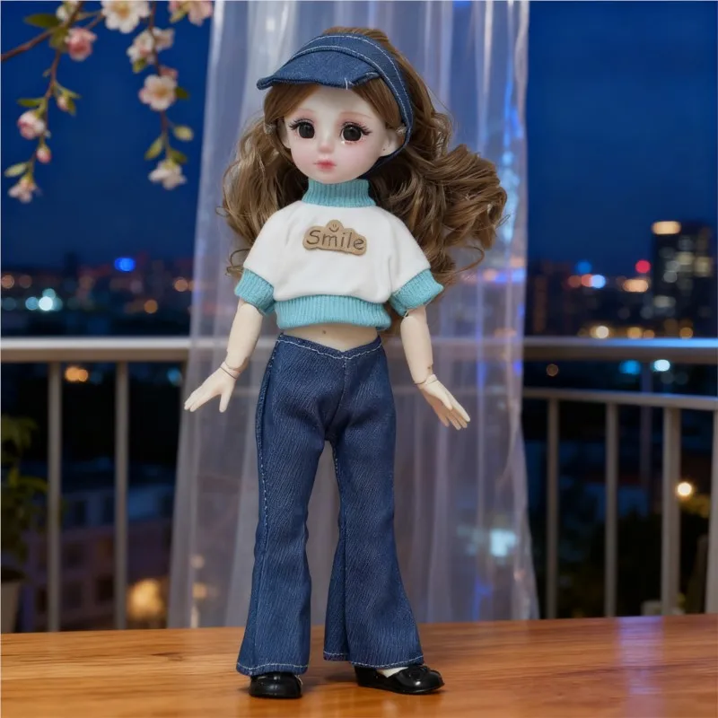 Poupée de maquillage BJD avec vêtements, 30cm, articulations à la mode, poupée mobile, yeux 3D, cheveux longs et bouclés, cadeau d'anniversaire pour fille, jouets pour enfants, 1/6
