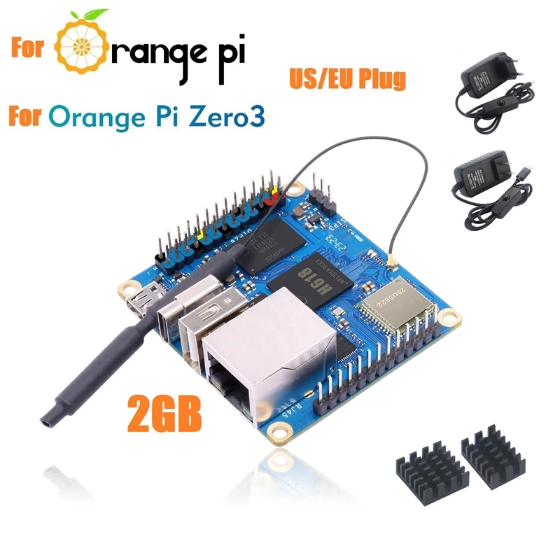 

Лидер продаж для Orange Pi Zero 3 макетная плата 2 ГБ + радиатор H618 Wifi5 + BT 5,0 для Android 12 Debian12 Ubuntu22.04