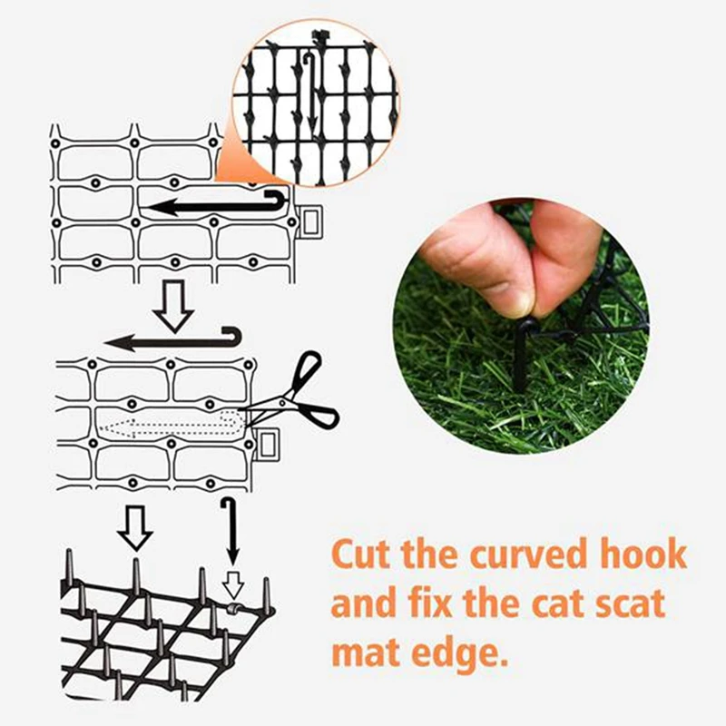 Plastic Cat Scat Mat With Spikes,Digging Cat Deterrent Devices Prickle Strips Roll Anti Kitten Stopper Training Network