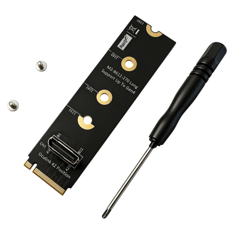 M.2 NVME M‑Key to Vertical Type‑B SFF‑8612 Oculink Adapter Card Riser PCIe Gen4 Support 2230 2242 2260 2280 For External GPU SSD